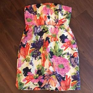 JCrew silk strapless dress with built in bodice